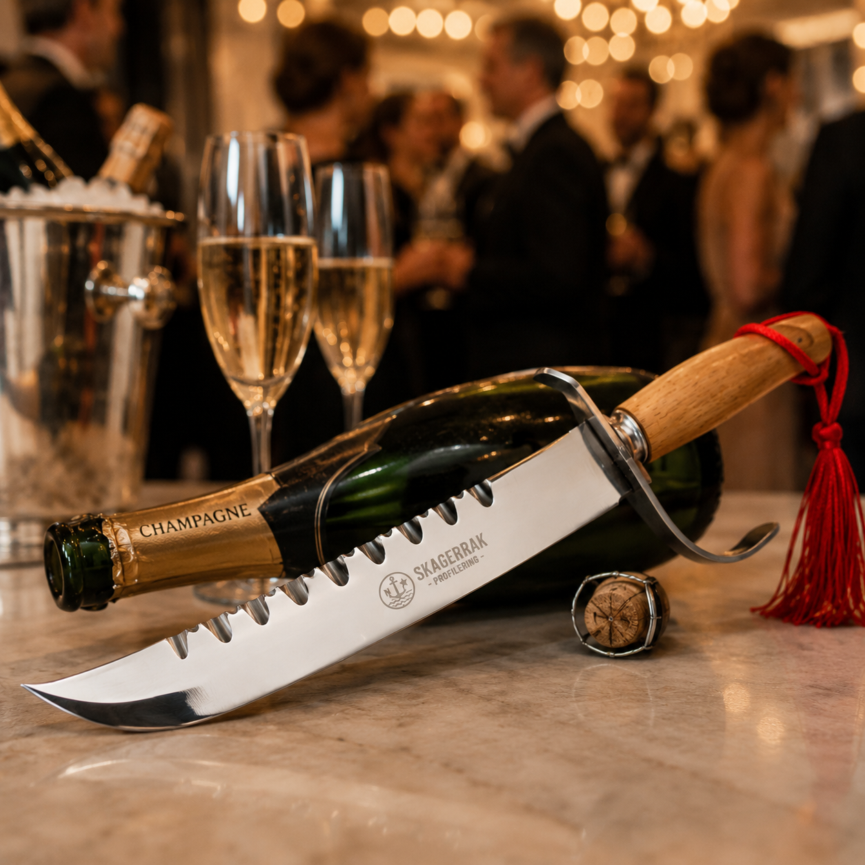 Champagnesabel i Gaveeske Med Gravering